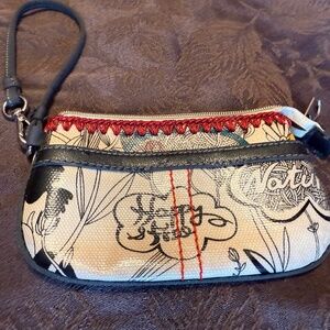 Sakroots Wristlet Nature Peace Floral Multicolor Zip Top Pouch Wallet 4" x 7"